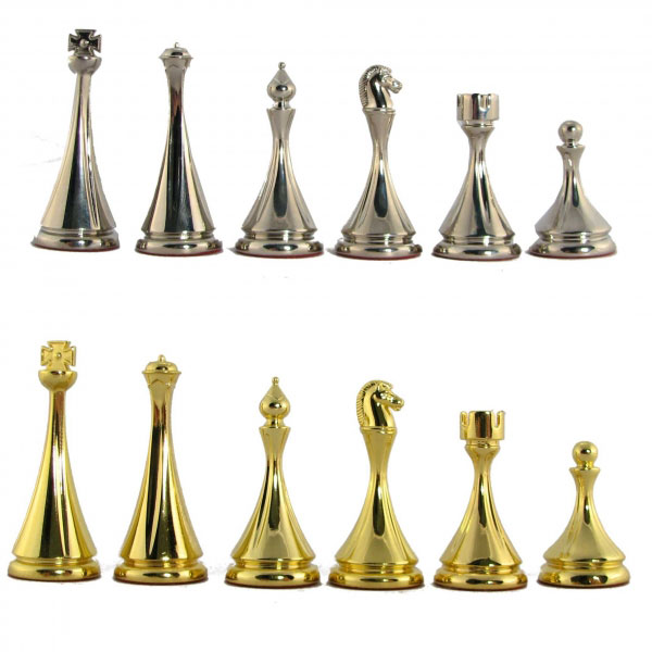 Gold and Silver Pewter Staunton Chess Pieces